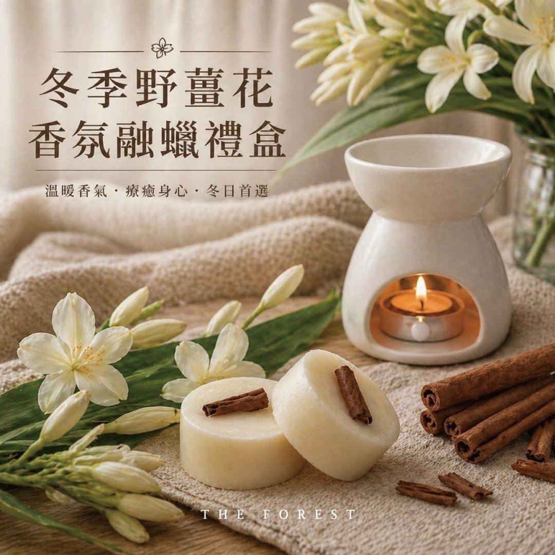 冬季野姜花香氛融蜡礼盒 | 圣诞香氛蜡块 4 入 + 融蜡烛灯 | 居家扩香 - 蜡烛/烛台 - 蜡 多色