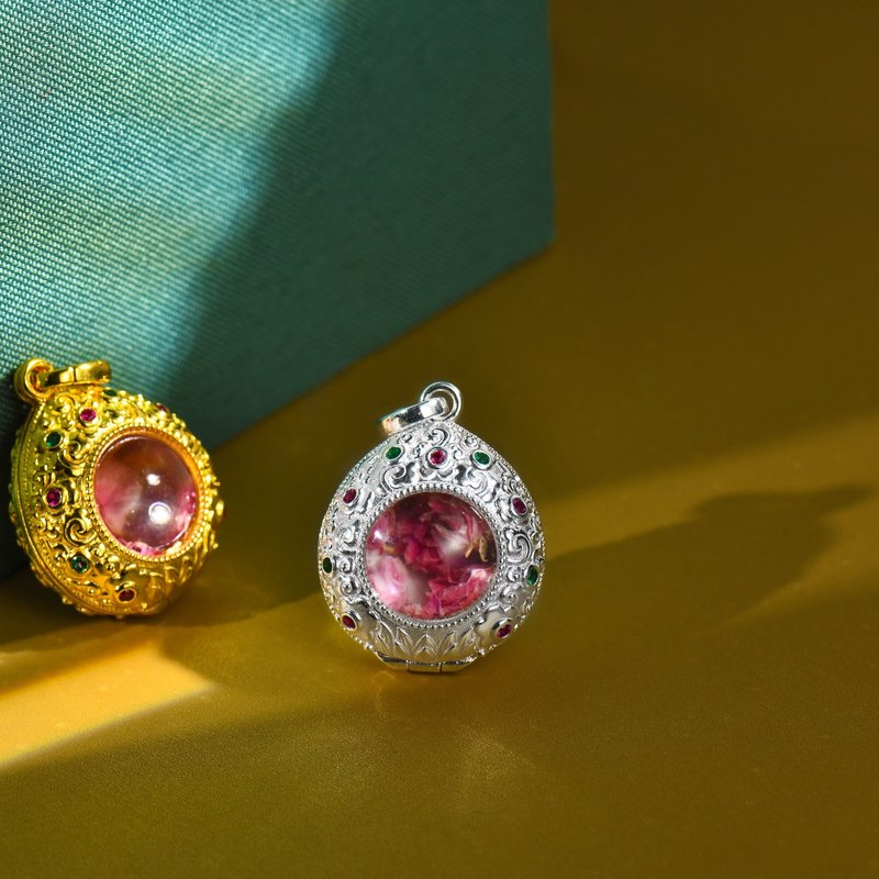 藏传佛教 纯银法轮盒子 可打开 放珍贵纪念品 - 项链 - 贵金属 多色