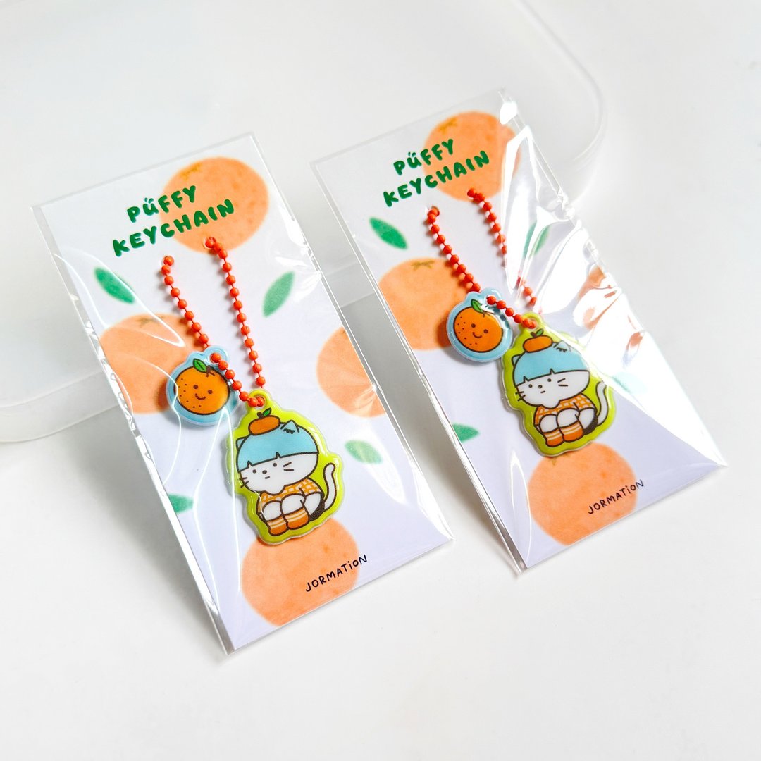 橘色蓬松钥匙圈 猫咪造型 | Jormation - 吊饰 - 塑料 