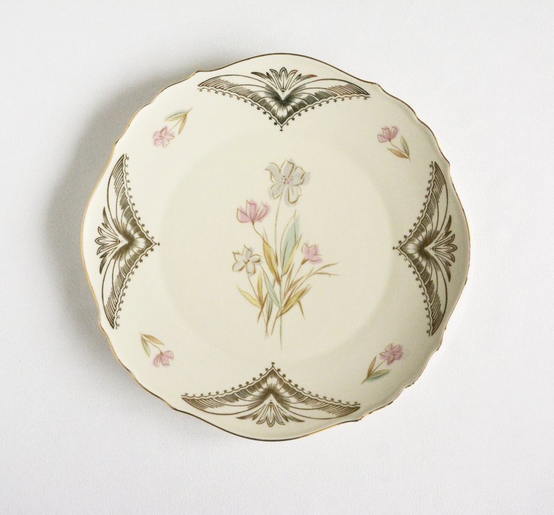 早期德国旧货 古董瓷器蛋糕大盘/水果盘 - 浅碟/小碟子 - 瓷 卡其色