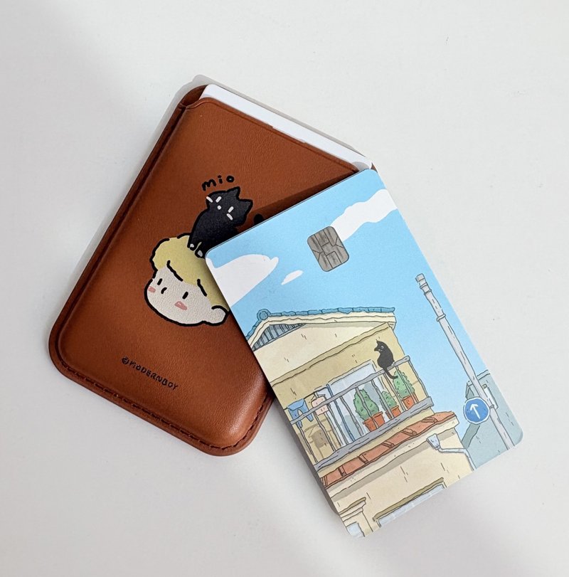 收集日常的片刻 - 手绘风景 IC 卡贴 (洗衣与猫) - 贴纸 - 纸 蓝色