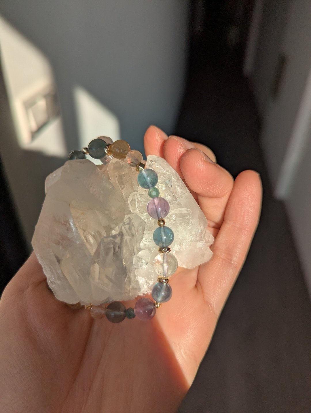 彩萤石X钛晶 天然水晶设计手链 - 手链/手环 - 水晶 多色