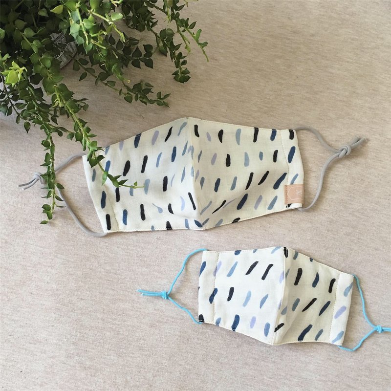 亲子款日本四重纱布口罩- 蓝蜡笔 - 口罩 - 棉．麻 