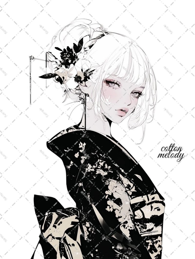 original sticker no.5770 人物贴纸 原创贴纸 人物贴纸 女孩贴纸 原创人物贴纸 - 贴纸 - 纸 