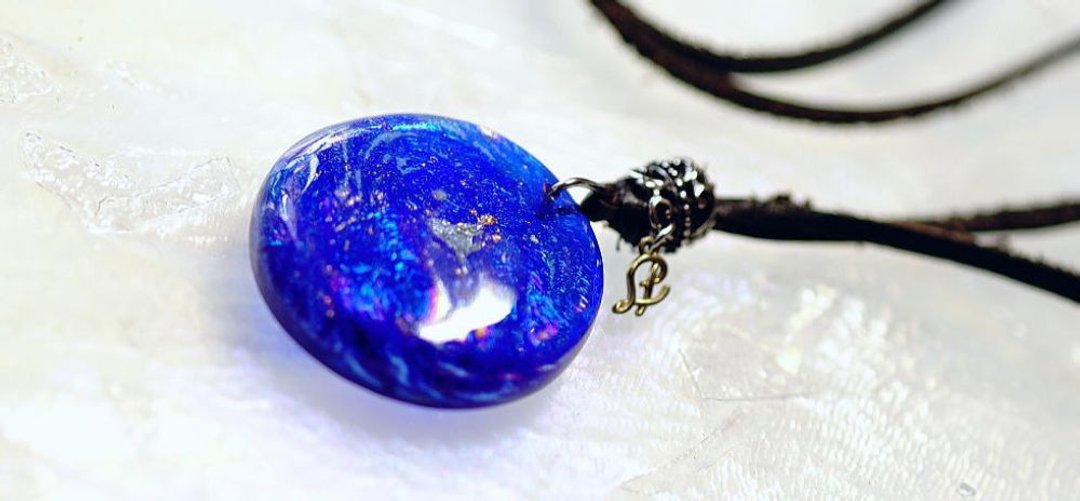 [Made to order] Blue Galaxy-Rainbow Aurora- - 项链 - 玻璃 蓝色
