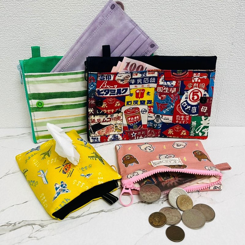 多功能布短夹 - 万用包/面纸收纳/轻便/钱包 - 零钱包 - 棉．麻 多色