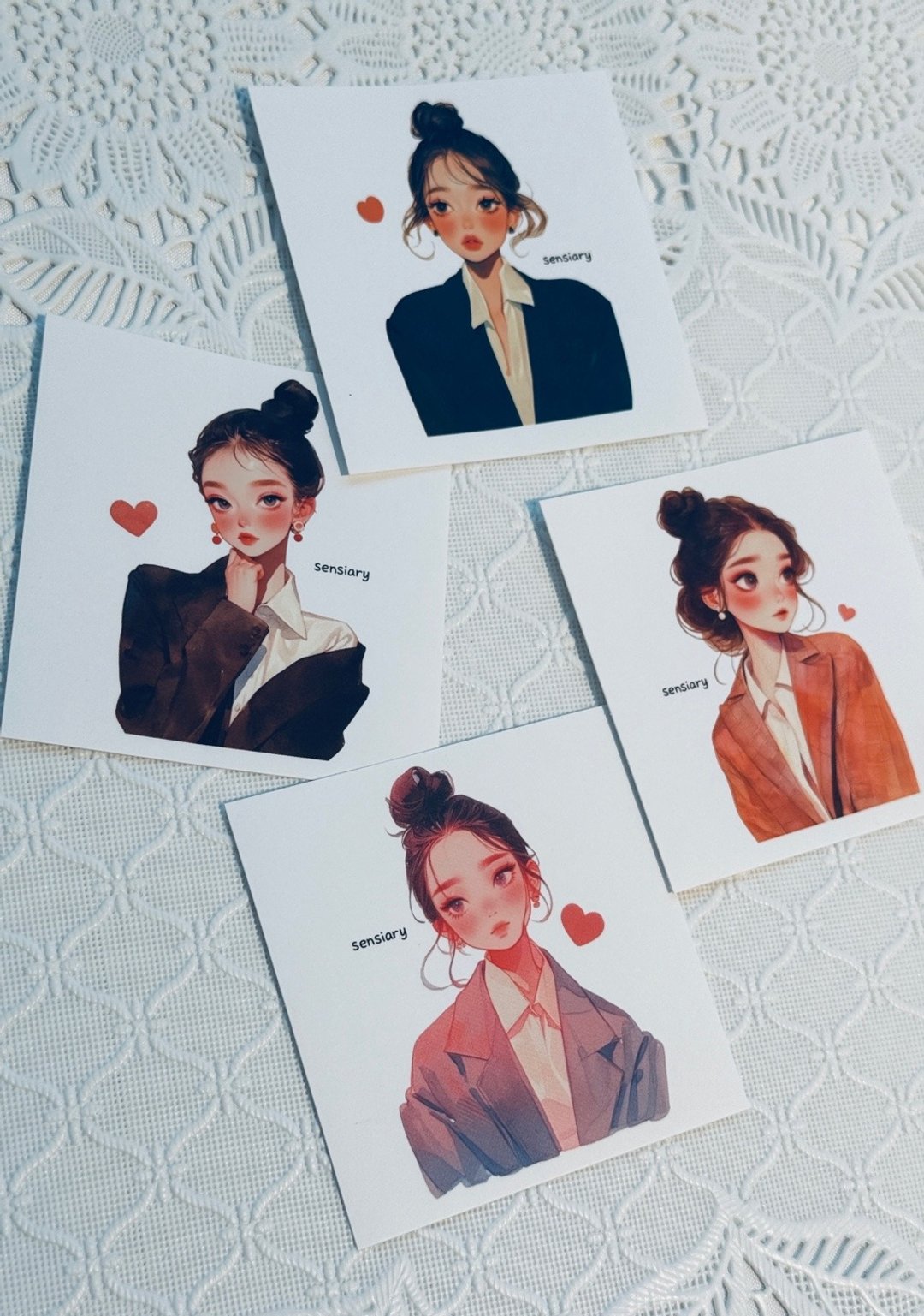 sensiary 甜美女孩贴纸 20张 - 卡片/明信片 - 纸 