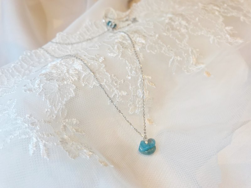 天然原矿 碎石/蓝磷灰  纯银项链 - 项链 - 纯银 蓝色