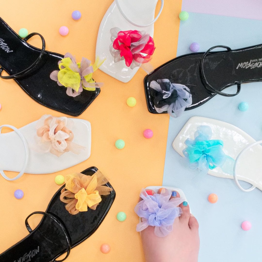 Selectable blooming tong sandals - 拖鞋 - 聚酯纤维 