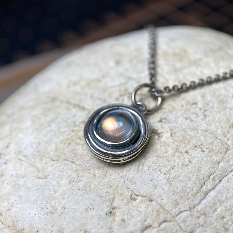 天然矿石/ 顶级月光石/ 彩虹月光 - 项链 - 半宝石 多色