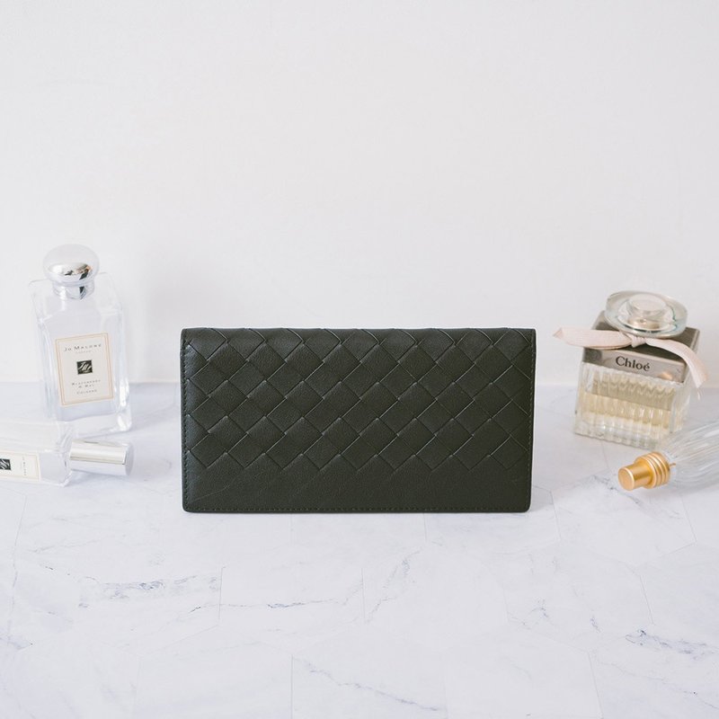 真皮编织长夹 X0150 黑 - 皮夹/钱包 - 真皮 黑色