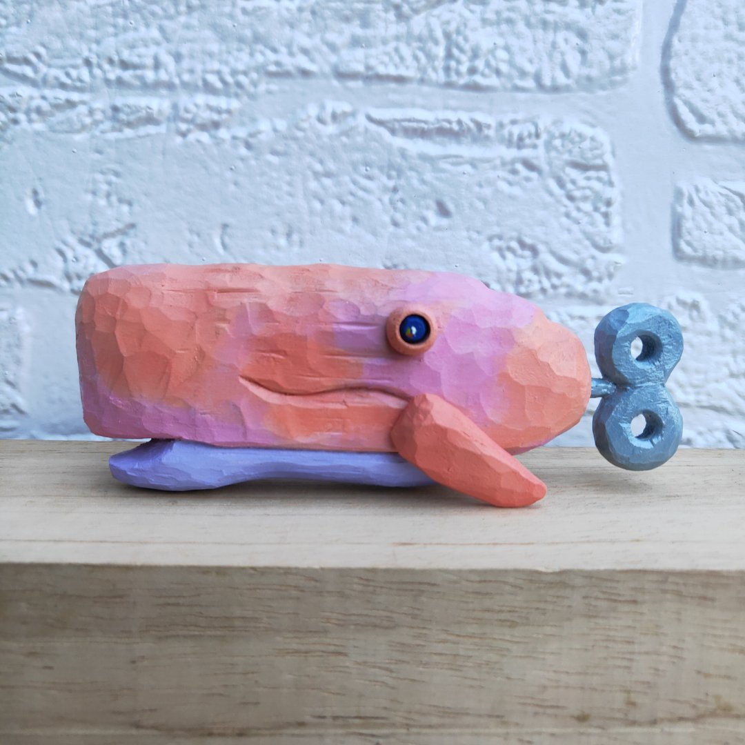 wind-up whale - 玩偶/公仔 - 木头 