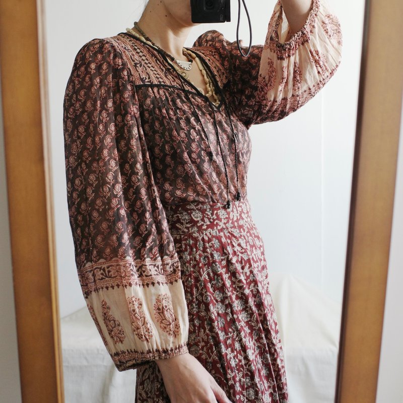 嬉皮逸品 Vintage 70s India blouse 印度盖印薄棉上衣 - 女装上衣 - 棉．麻 