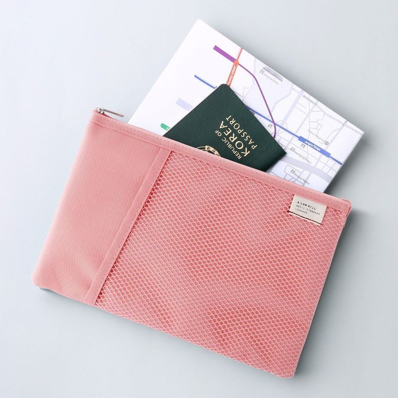 Livework 休闲风双层对折万用收纳袋V2-海棠粉,LWK56368 - 化妆包/杂物包 - 尼龙 粉红色