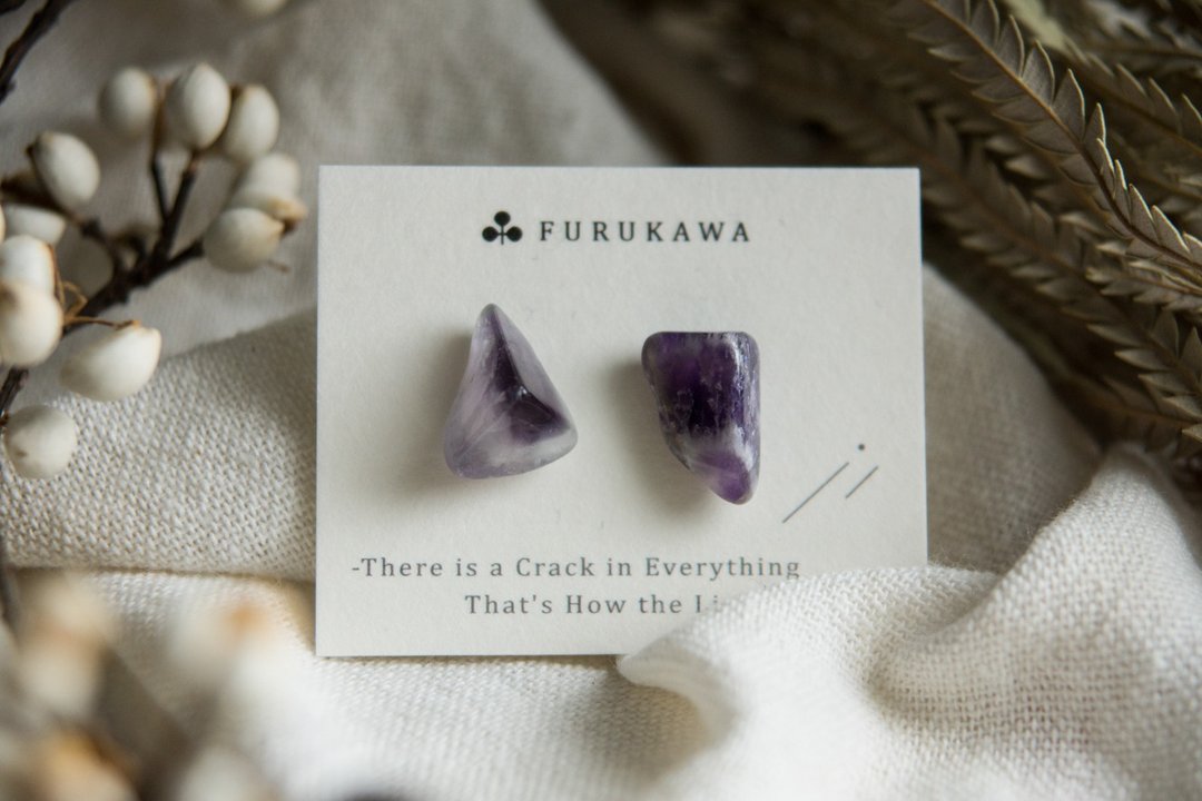 CRACK | 矿物系耳环 |  EARRINGS - 耳环/耳夹 - 玉石 紫色