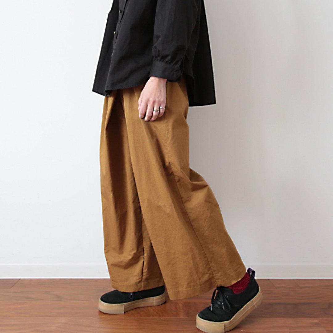 Omake Original / shiki pants - 女装长裤 - 棉 卡其色