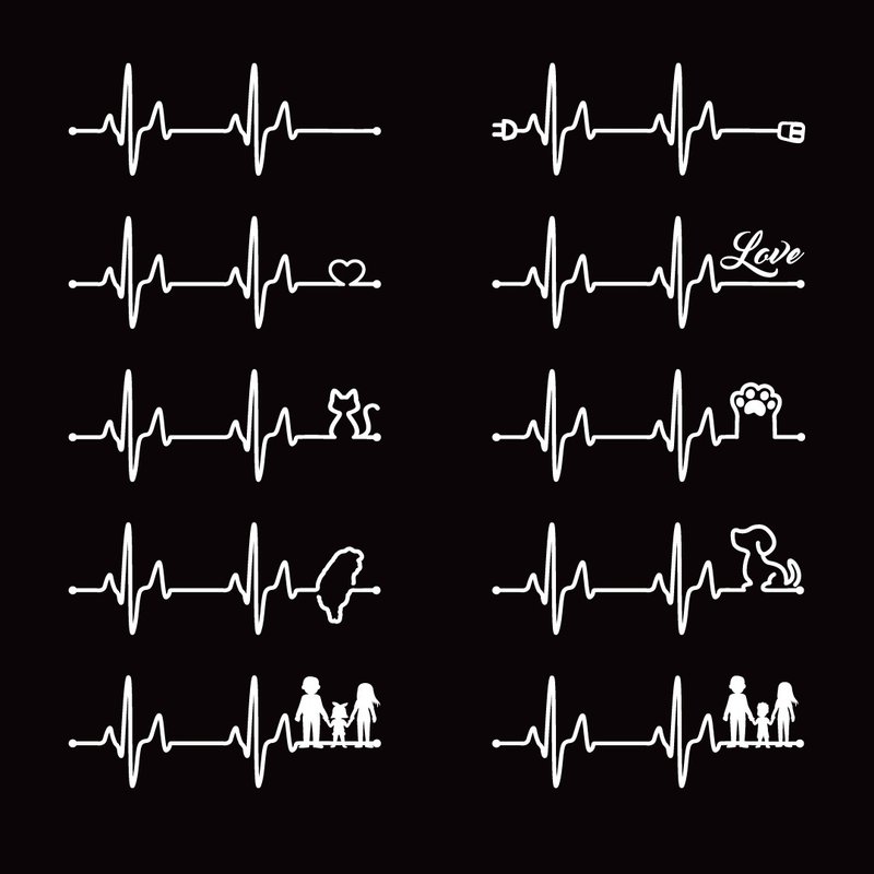 心电图 防水车贴 反光贴纸 车贴 机车贴纸 KRV CLBCU AUGUR 通用 - 贴纸 - 防水材质 