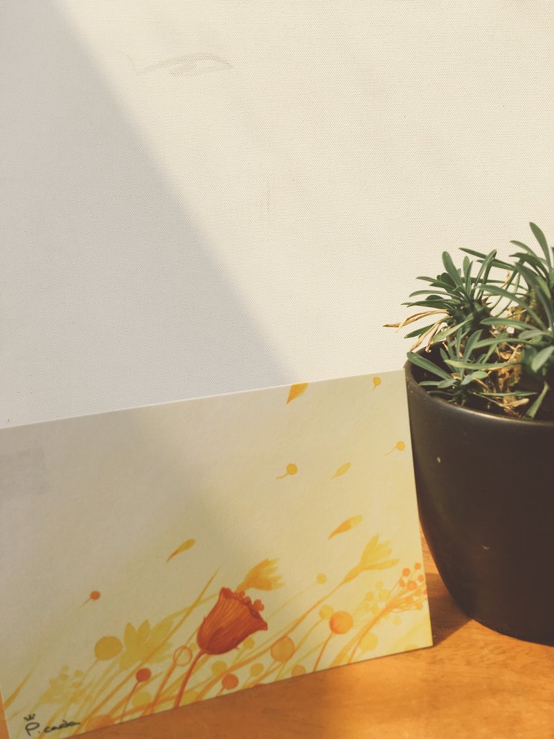 故事明信片-单色鸟系列-有风有阳光的探险 - 卡片/明信片 - 纸 黄色