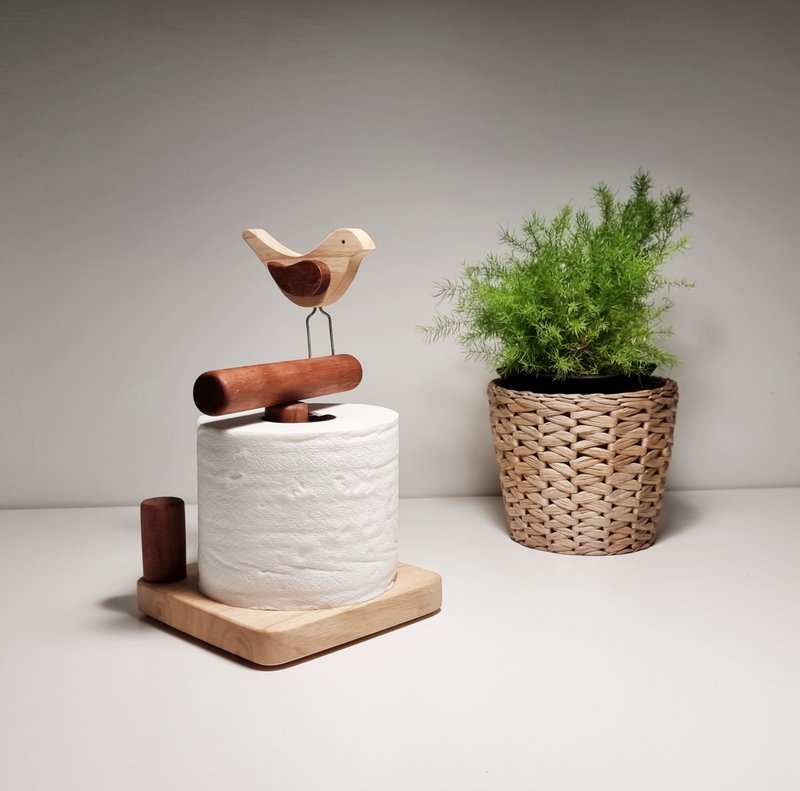 Bird tissue paper holder - wood crafts from Chiang Mai - 纸巾盒 - 木头 咖啡色