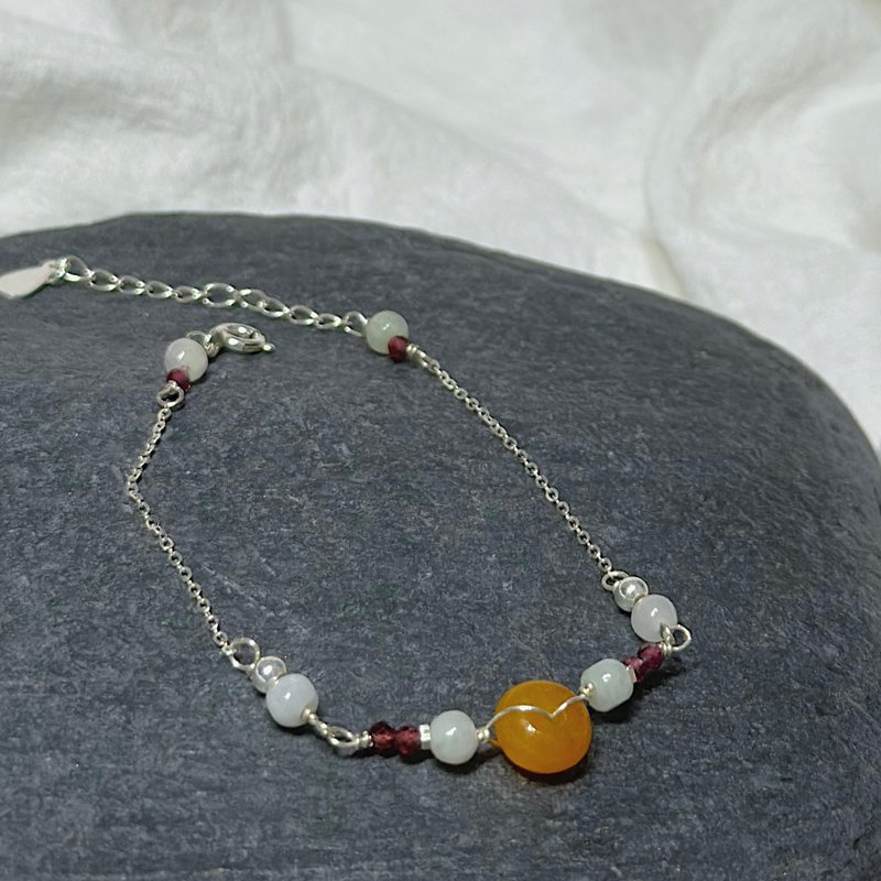 寻。黄翡翠石榴石手链 - 手链/手环 - 纯银 银色