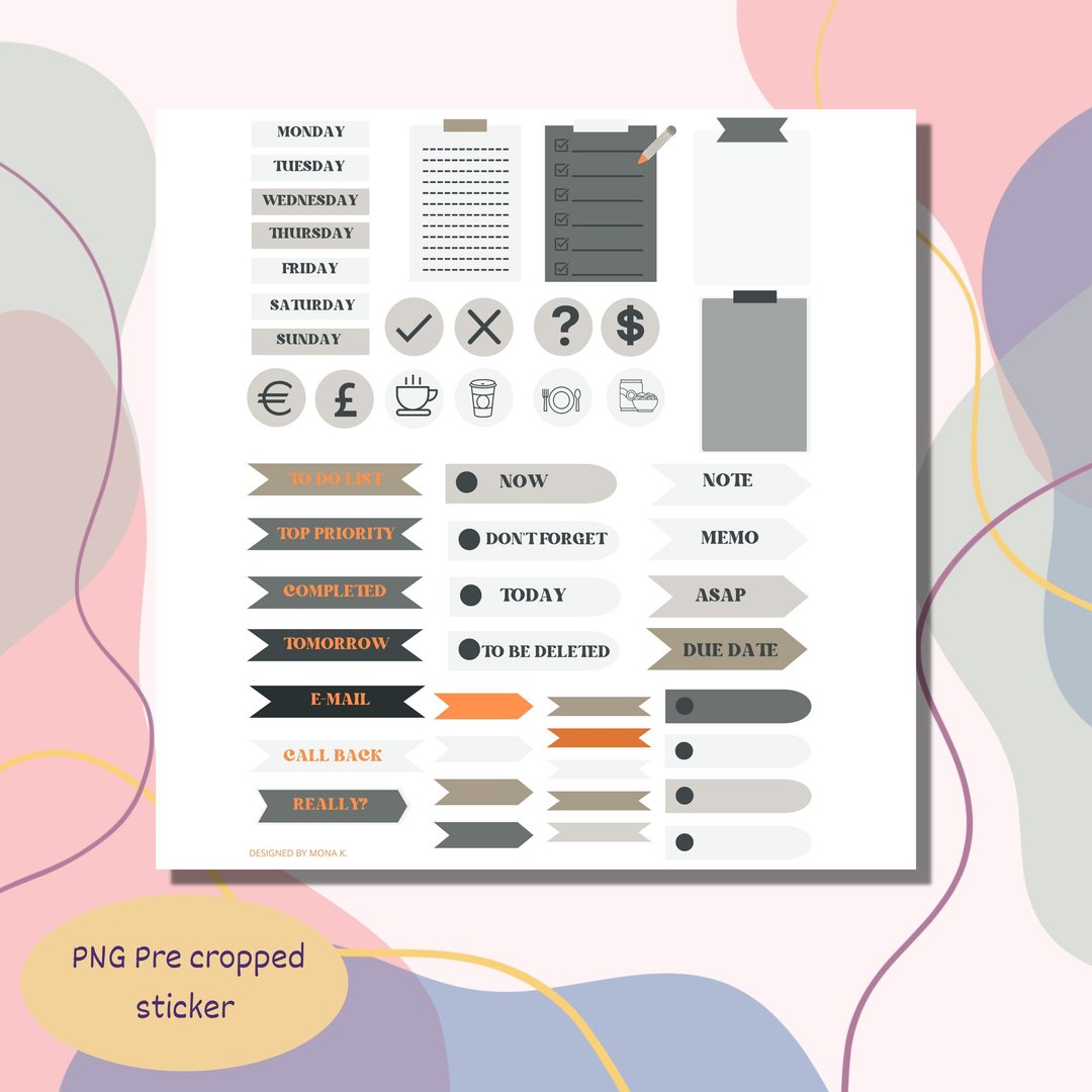 pre cropped digital sticker for digital planner instant download png file - 电子手帐及素材 - 其他材质 