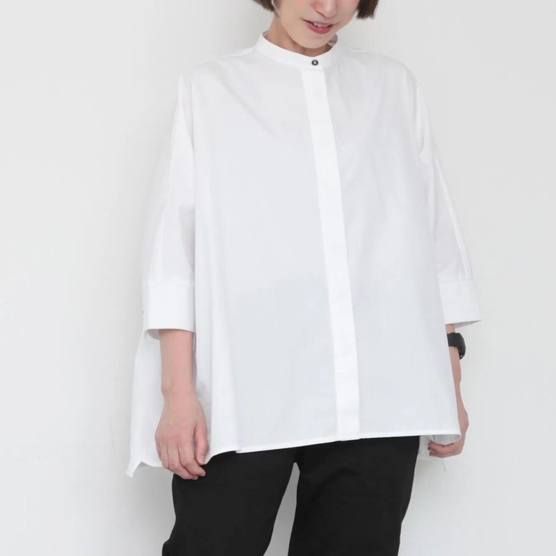 OMAKE.jp 落肩缀铜珠上衣SiiShirts 白 - 男装上衣/T 恤 - 棉．麻 白色