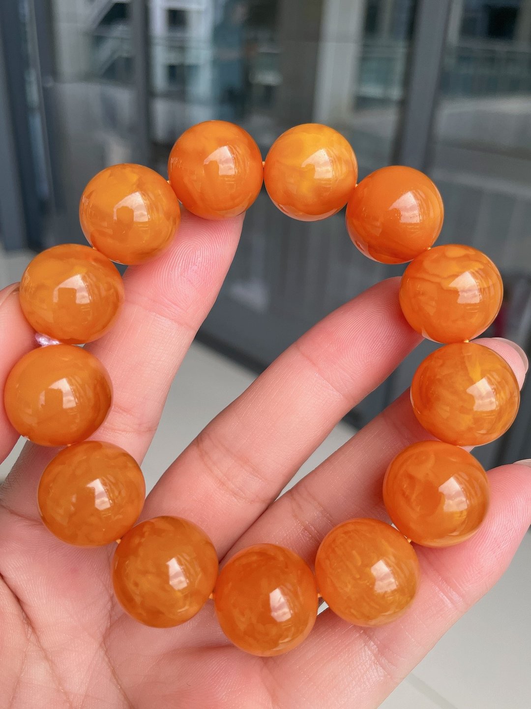 收藏级 天然回流鸡油红老花蜡手链  蜡质好颜色美润 - 手链/手环 - 水晶 