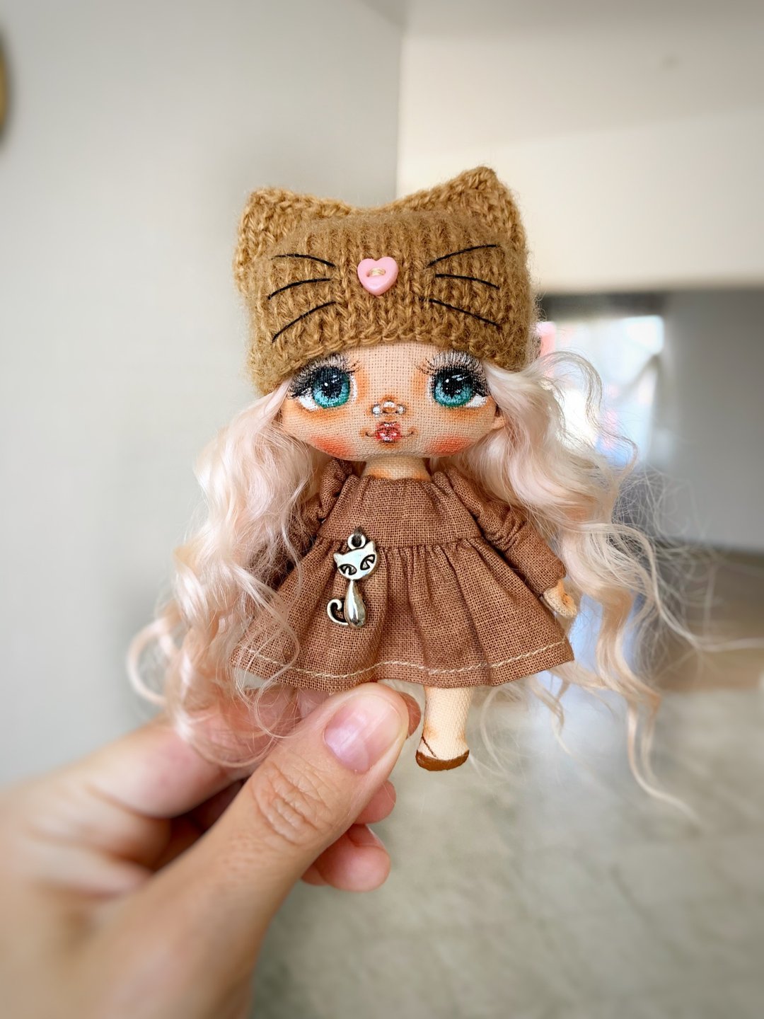 Miao Cat doll Pendant Kitty toy Customized as a gift for children - 玩偶/公仔 - 棉．麻 咖啡色