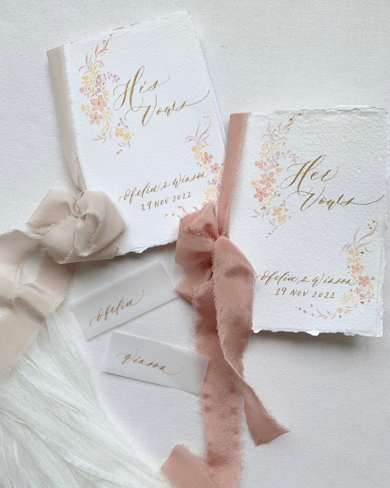 定制 英文书法手工纸婚礼誓言本 - 卡片/明信片 - 纸 多色