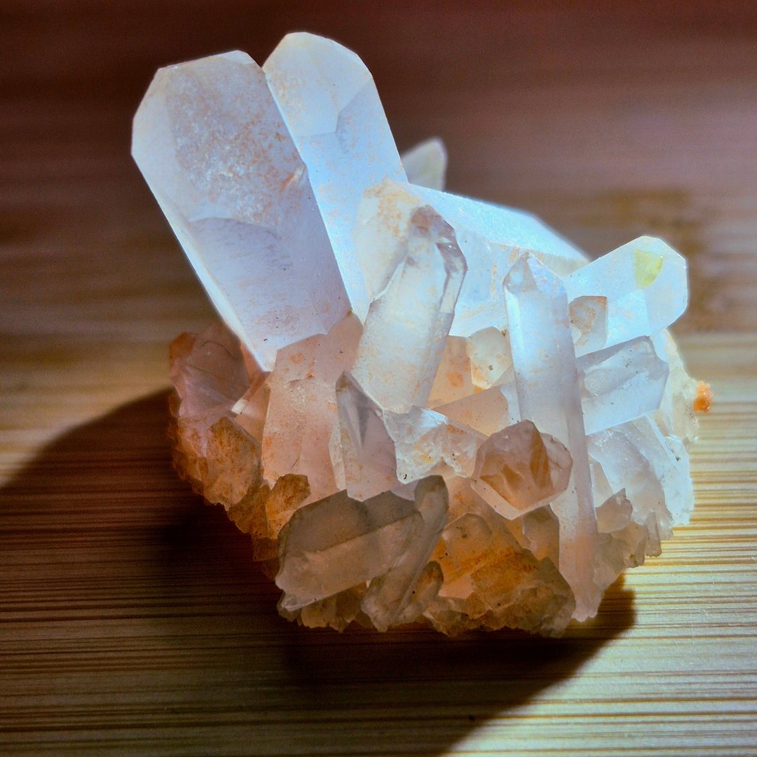 •暖雾之光• 粉橘色水晶簇 水晶原矿 - 摆饰 - 水晶 粉红色