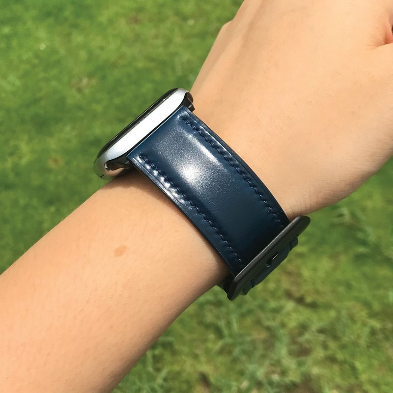 【AppleWatch表带】蓝色马臀皮/法国防汗皮/厚芯款/轻巧款 - 表带 - 真皮 蓝色