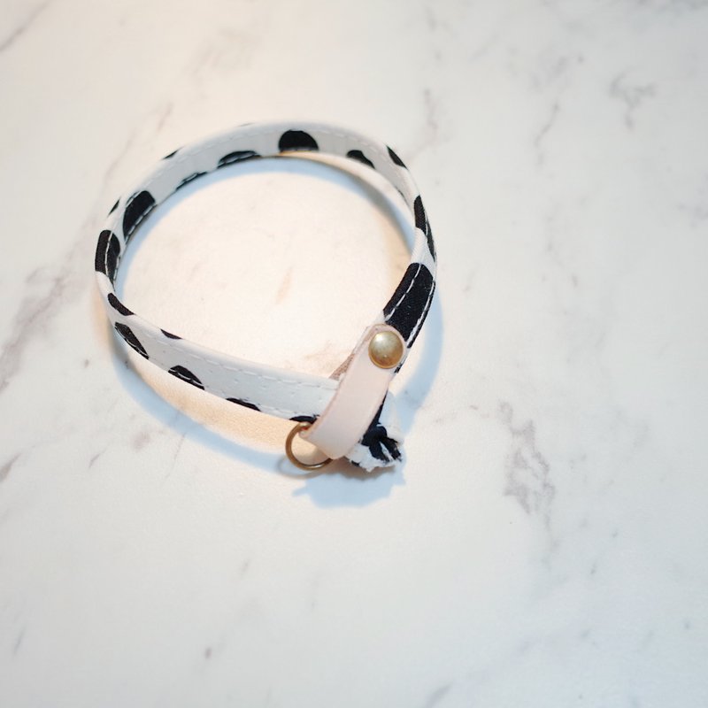 猫 项圈 黑白印象派 大小点点 可加购吊牌 附铃铛 - 项圈/牵绳 - 棉．麻 