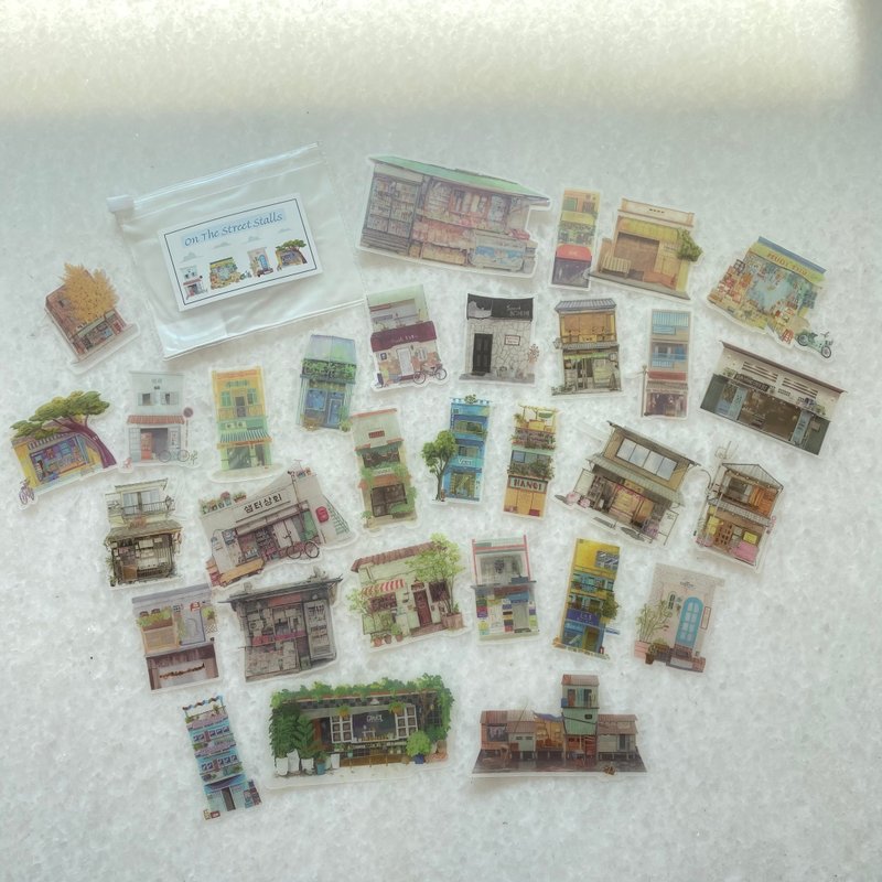 手帐素材包 贴纸包 街上点滴 街拍 水彩 设计 笔墨 - 贴纸 - 纸 