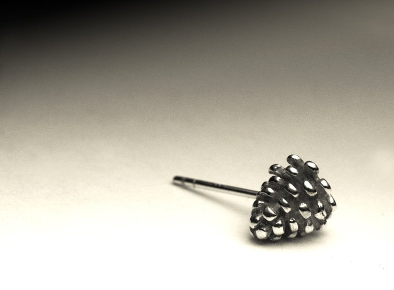 松果造型纯银耳环(单支/一对) - 耳环/耳夹 - 其他金属 银色