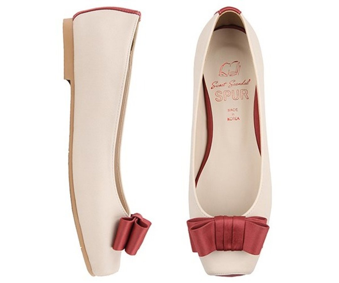 秋冬 - SPUR 双层蝴蝶结平底鞋 HS7077 BEIGE - 女款休闲鞋 - 其他材质 