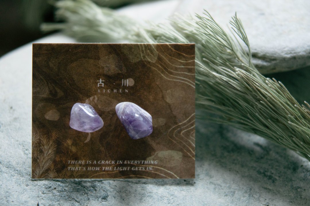CRACK | 矿物系耳环 |  EARRINGS - 耳环/耳夹 - 宝石 紫色