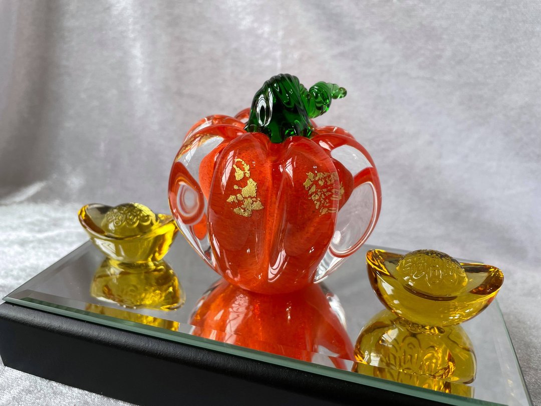 水晶玻璃 南瓜 元宝 金玉满堂(组) - 摆饰 - 玻璃 