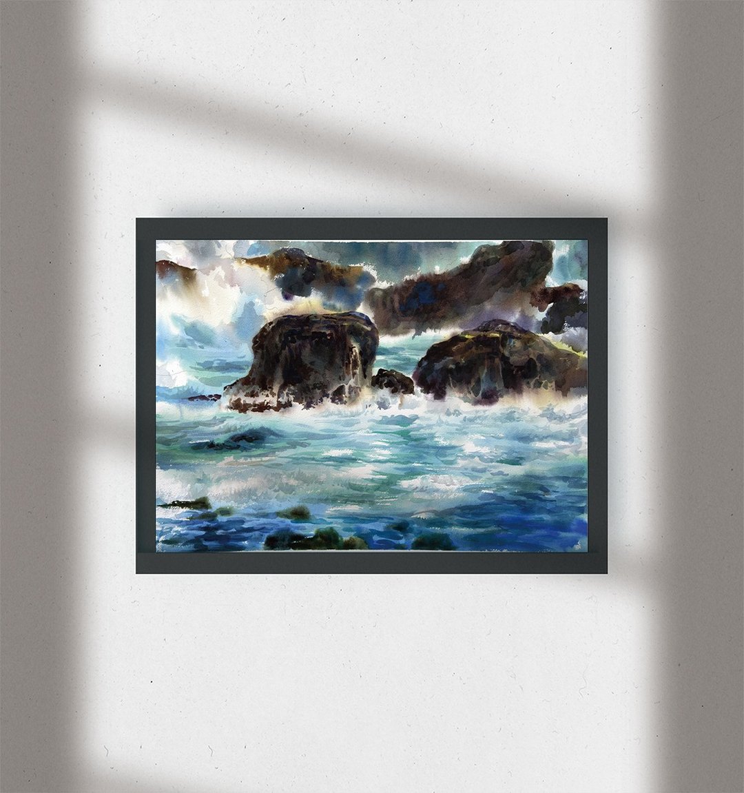 【水彩】听海-浪声拍岸 - 海报/装饰画/版画 - 纸 