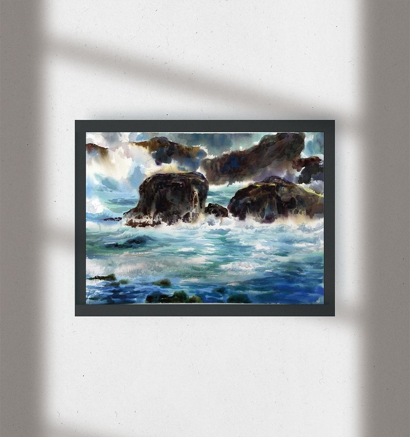 【水彩】听海-浪声拍岸 - 海报/装饰画/版画 - 纸 