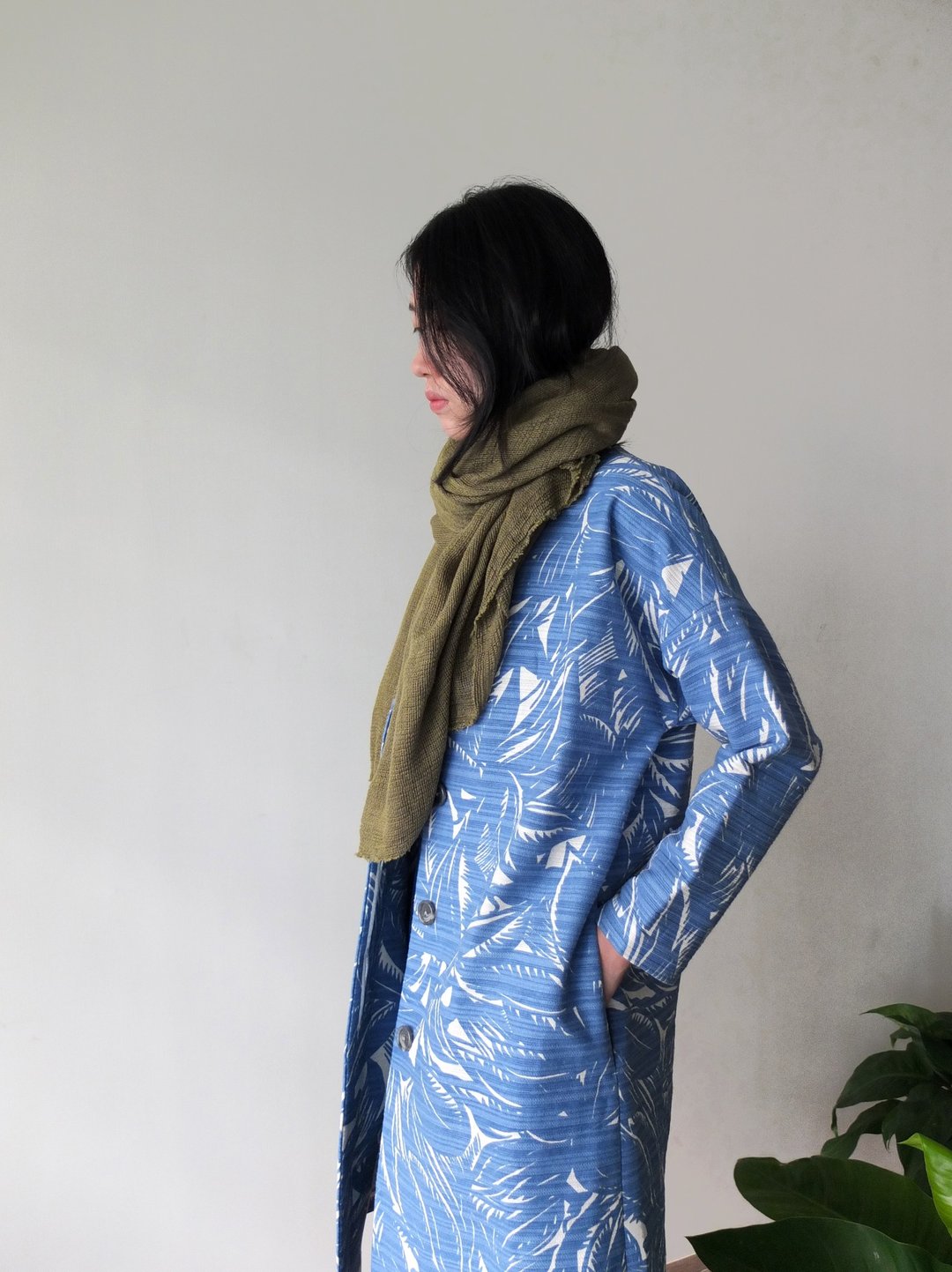Palm Coat 土耳其蓝印花春秋排扣九分袖大衣 量身订做 - 女装休闲/机能外套 - 棉 