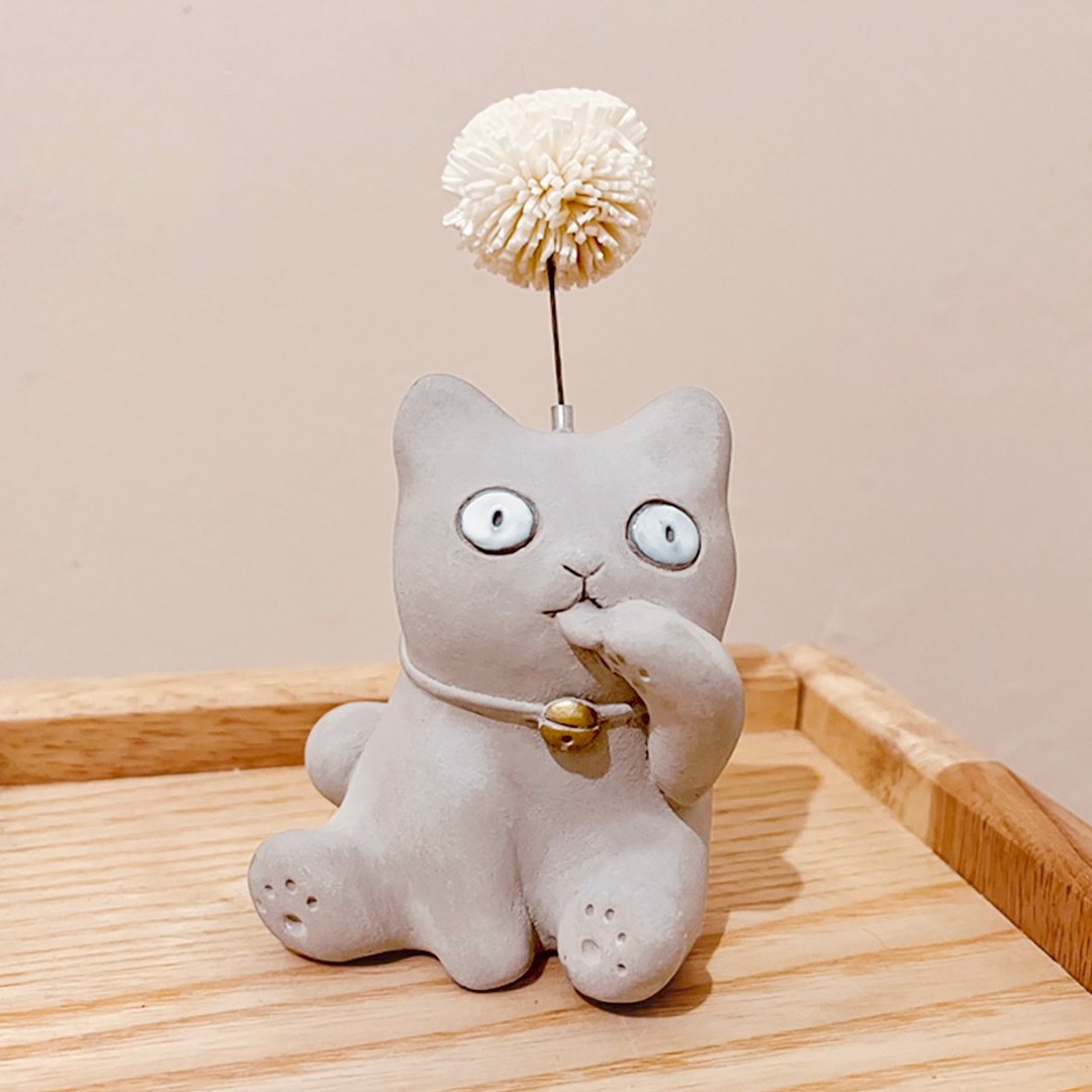 【圣诞精选】猫 猫呀  脚高高 线香座 扩香石 交换礼物 - 香薰/精油/线香 - 水泥 灰色