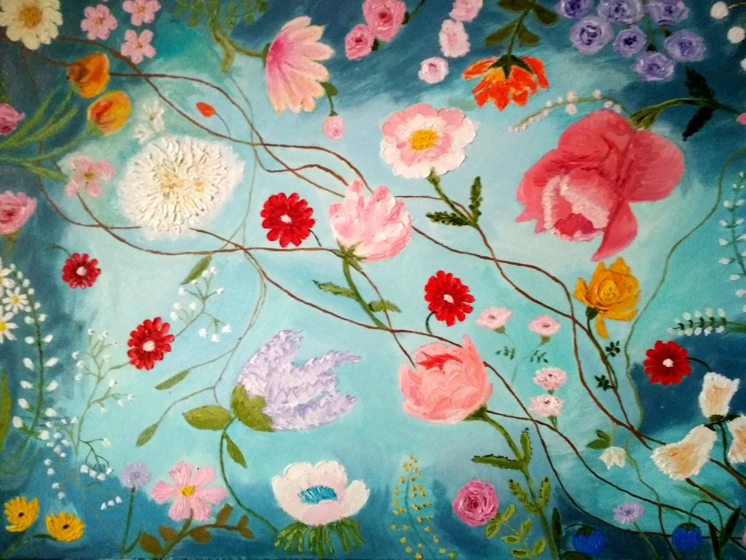 按订单生产。原创油画《飞花》。 50x70cm。无框的 - 墙贴/壁贴 - 其他材质 