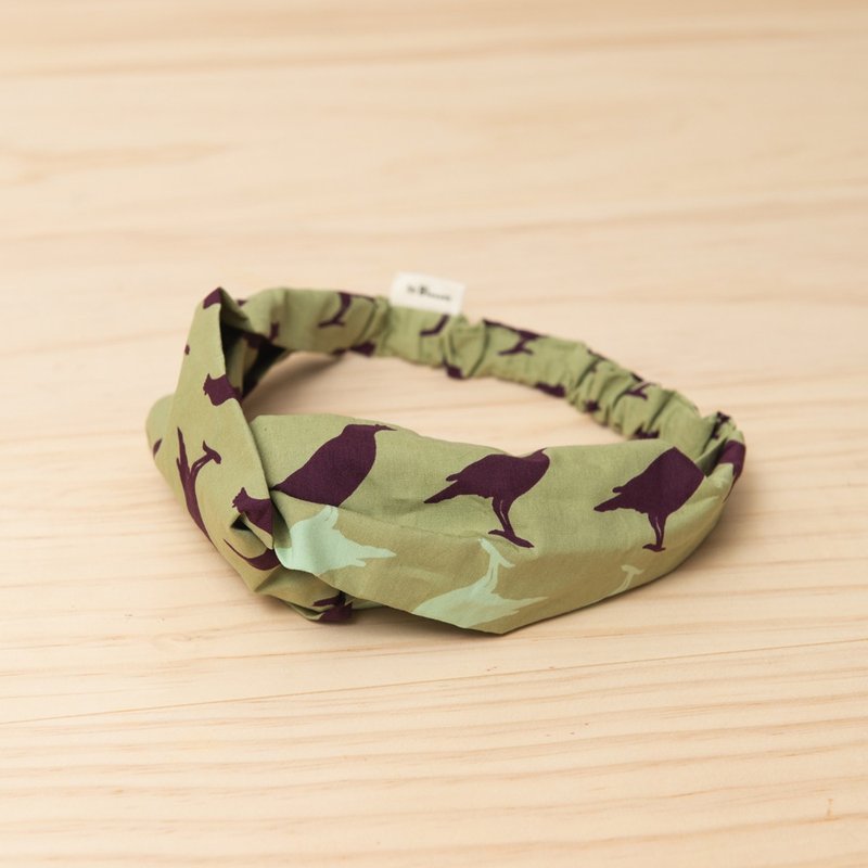 造型发带/台湾八哥5号/油画紫绿 - 发饰 - 棉．麻 绿色