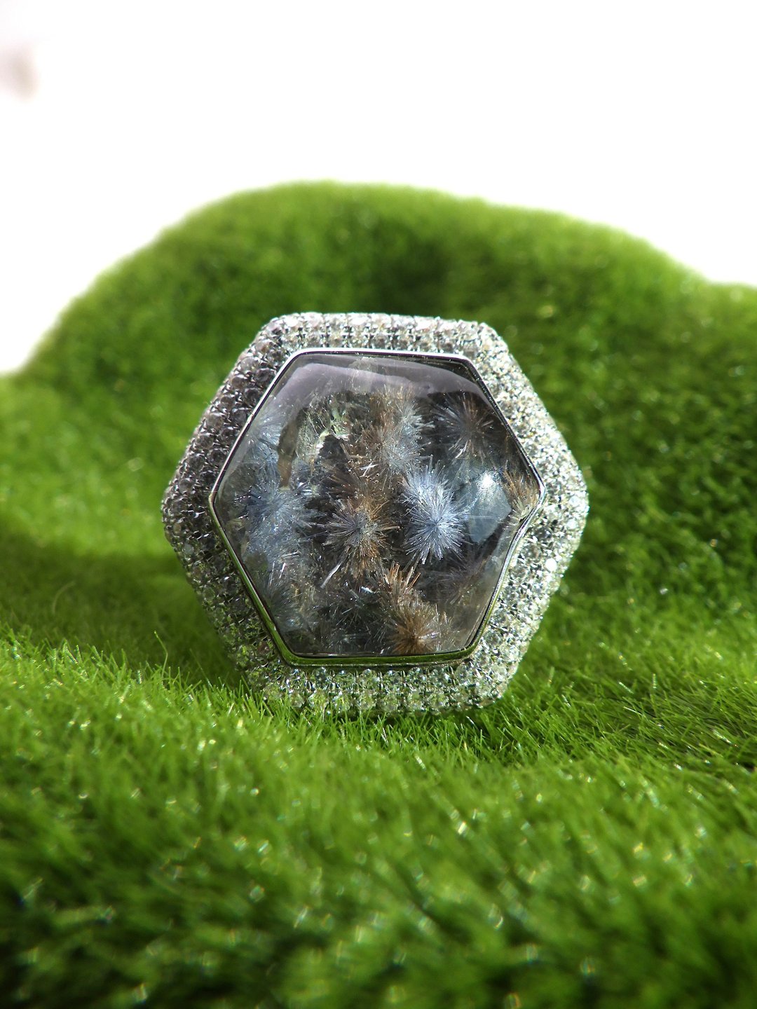 星穹花语  异色蓝线石花星双生戒指 - 戒指 - 水晶 蓝色