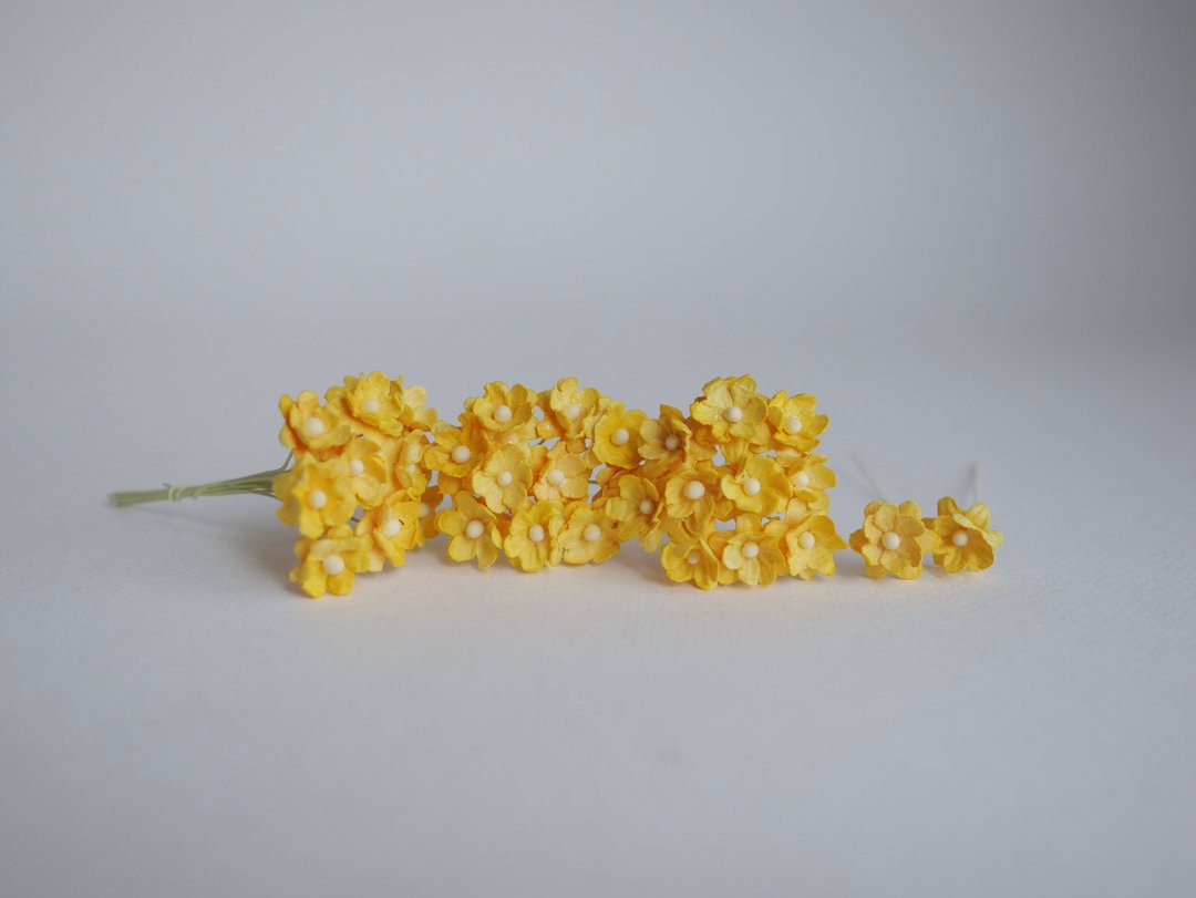 纸花，50 朵小DIY樱花纸，1.5厘米，黄色 - 其他 - 纸 黄色