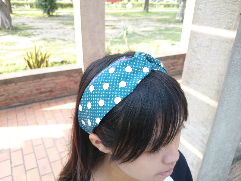 小泡泡交叉款发带　 hairband  *SK* - 发带/发箍 - 棉．麻 绿色