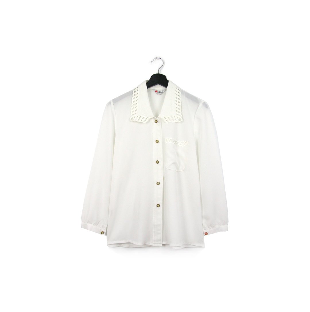 Back to Green:: 日和感丝质白衬衫 波浪纹//vintage shirt - 女装衬衫 - 丝．绢 