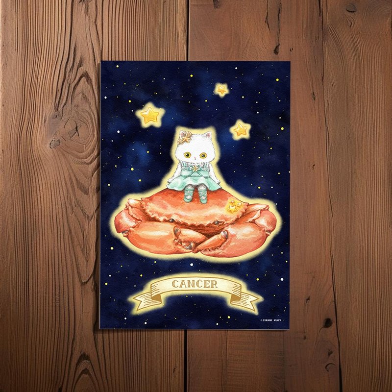 原创 星座猫猫 巨蟹座 水彩手绘 明信片 - 卡片/明信片 - 纸 多色