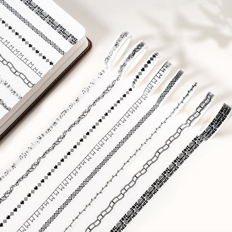 色彩在说话 / 黑白像素 PET 和纸胶带 5米卷 8卷套装 - 纸胶带 - 纸 多色