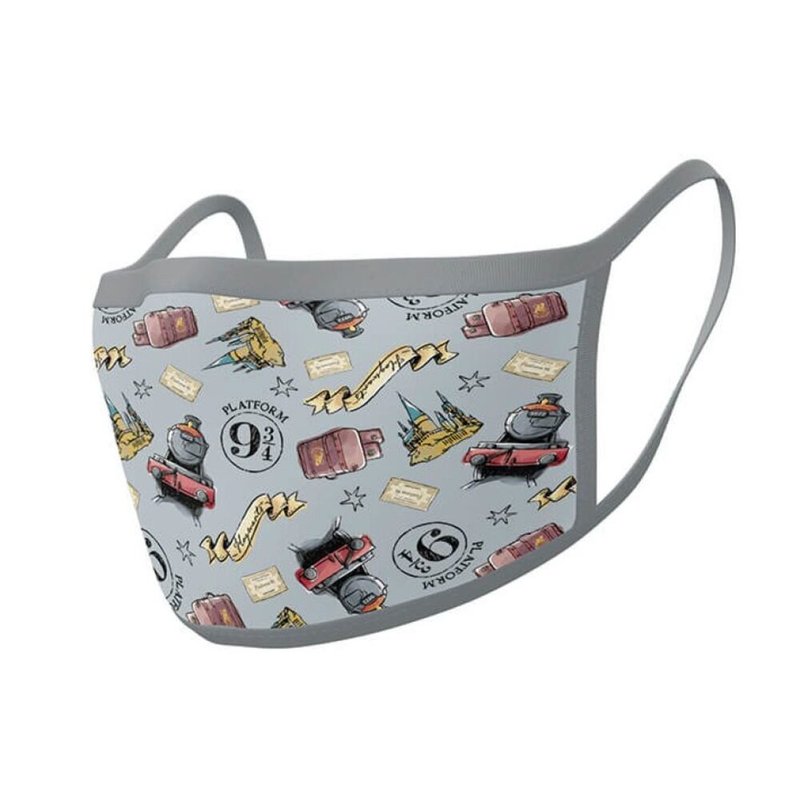 【哈利波特】魔法世界元素 三层防护口罩2入 可水洗弹力面料 - 口罩 - 棉．麻 多色